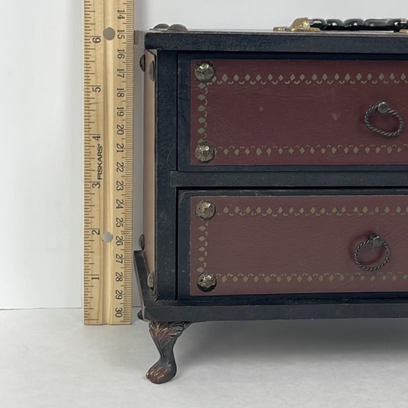 Vtg Musical Footed Wood Jewelry Box 2 Drawers Made in Japan SEE VIDEO WORKS - Picture 3 of 16